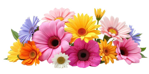 Vibrant Collection of Flowers - Artistic Arrangement on Crisp White Background for Creative Projects the product image shot (transparent) , print, banner