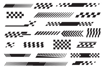 set checkered flag designs, racing stripe speed, finish line motorsport