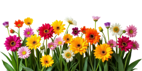 Vibrant Collection of Flowers - Artistic Arrangement on Crisp White Background for Creative Projects the product image shot (transparent) , print, banner