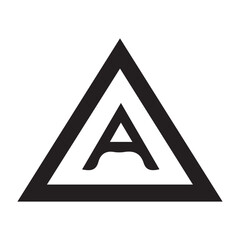 Black and white warning sign with the letter A in a triangle.