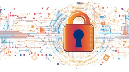 Digital Interface with Lock Symbol on Bright Background