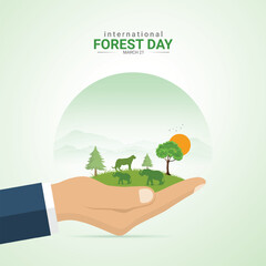 International Day of Forests. Forests Day creative design for social media ads