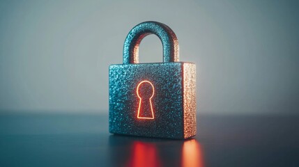 Fototapeta premium Digital Lock with Bright Light and White Background