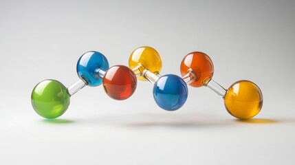 Fototapeta premium Glass molecule model banner key visual for chemistry, biotechnology, and molecular research