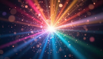 Obraz premium Rainbow Light Burst with Glittering Particles