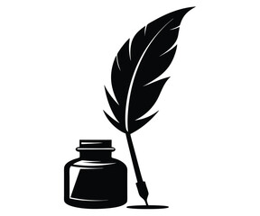 Elegant Black Feather Pen Silhouette