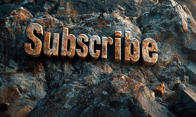 Subscribe - set in stone typography - Royalty free stock illustration rendered in 3D. - Powered by Adobe