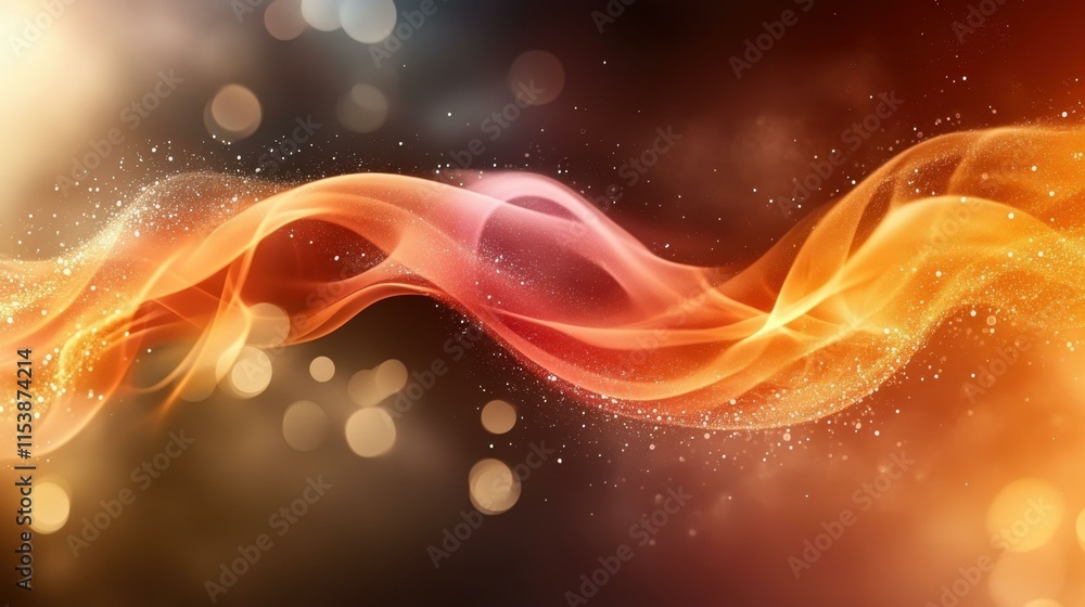 Aufkleber abstract colorful flowing wave with glowing particles, dynamic motion energy, digital background for