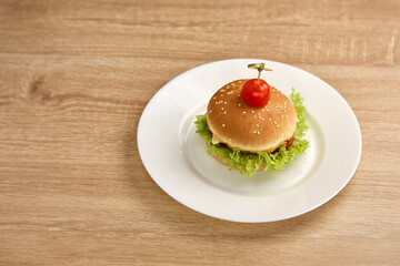 Classic Cheeseburger on a White Plate