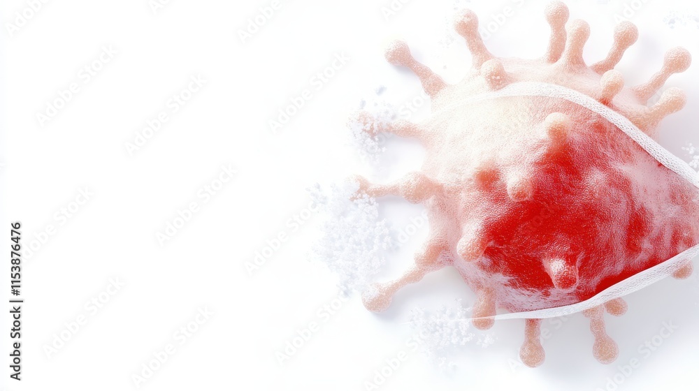 Poster a close-up view of a translucent creature with a red interior, showcasing its unique shape and intri