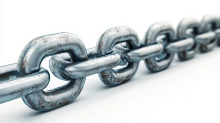Obraz premium Metallic Chain on White Background in High Contrast Style