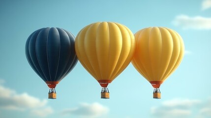 Obraz premium Thumbnail Mental coach heic Squarespace designer Mlops NFT Marketing Telegram channel Helium 10 Upvoty upflip Three colorful hot air balloons blue yellow floating sky travel adventure background fest