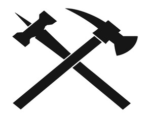 Black Silhouette Hammer Nail Crossed Tools