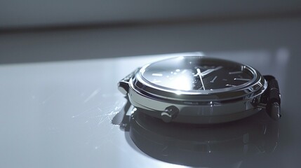 Solar-Powered Stopwatch Resting on a Surface