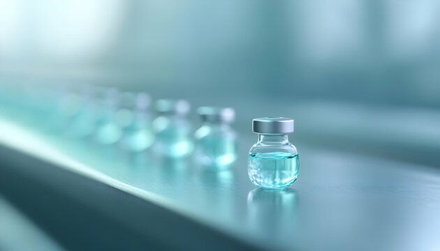A close-up view of vials containing liquid, representing medical research and advancements in healthcare.
