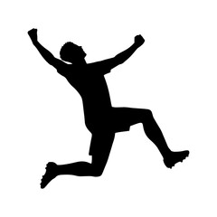 Black african soccer player celebrating silhouette vector illustration design on black background.