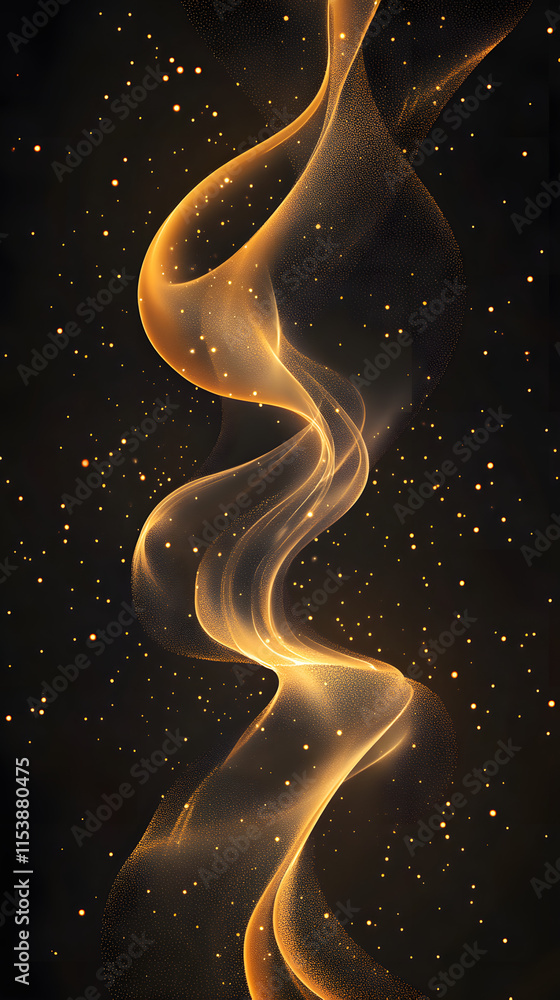 Wall mural abstract shiny color gold wave light effect illustration glow element dark background