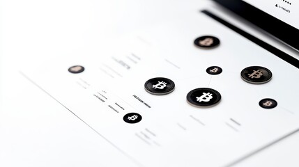 A collection of cryptocurrency coins displayed on a digital interface, showcasing Bitcoin alongside other digital currencies.