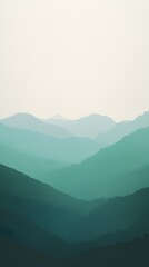 Obraz premium Serene Teal Mountain Range Landscape Under a Pale Sky