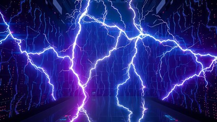 Obraz premium Electrifying Digital Lightning Grid - 3D Render