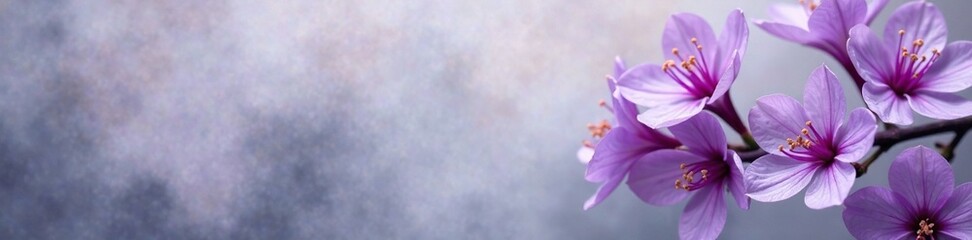 Obraz premium Delicate purple blooms against a muted gray backdrop, background, abstract, color palette