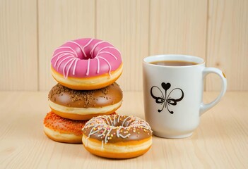 Delicious Donuts and Coffee Sweet Treat Breakfast Morning Delight