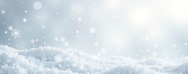Obraz premium Snowflakes falling gently on a pristine white background, white, dots, peaceful