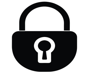 Black Silhouette Closed Padlock Security Icon