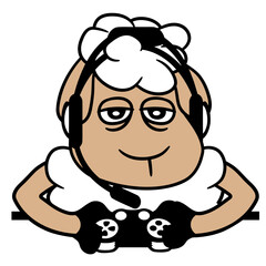 Sheep Gamer Controller Video Game Nerd Sad Playing Design Lover Art Vector Illustration Card T-Shirt Poster Sticker Graphic Print Decorative Drawing Isolated Logo Decoration Symbol Creative Cool Style