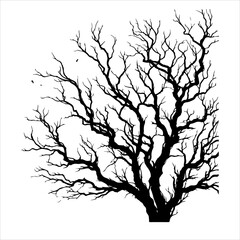 Fototapeta premium Branches silhouette dead tree silhouette vector. Scary dead tree silhouette illustration