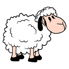 Sheep Baby Standing Cute Lamb Child Cool Comic Fun Design Lover Art Vector Illustration Card T-Shirt Poster Sticker Graphic Print Decorative Drawing Isolated Logo Decoration Symbol Creative Cool Style