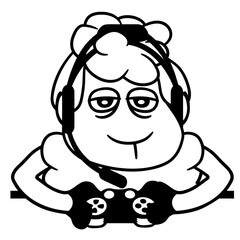 Sheep Gamer Controller Video Game Nerd Sad Playing Design Lover Art Vector Illustration Card T-Shirt Poster Sticker Graphic Print Decorative Drawing Isolated Logo Decoration Symbol Creative Cool Style