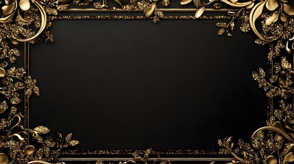 Elegant Gold Frame With Glitter And Floral Design