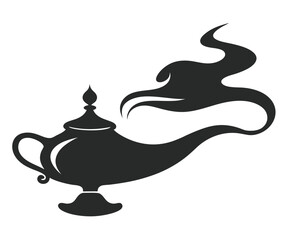 Magic Lamp Silhouette, Smoke, Genie, Wish, Icon