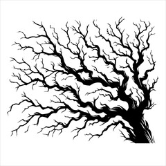Branches silhouette dead tree silhouette vector. Scary dead tree silhouette illustration