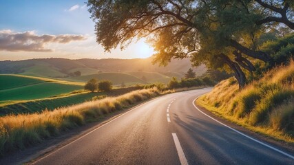 Scenic Road Through a Serene Landscape