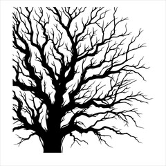 Branches silhouette dead tree silhouette vector. Scary dead tree silhouette illustration