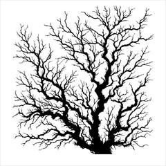 Branches silhouette dead tree silhouette vector. Scary dead tree silhouette illustration