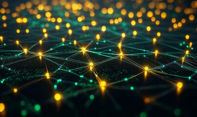 Fototapeta premium Abstract digital network with glowing nodes and connections.