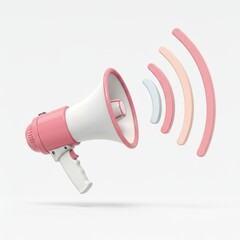 Pink megaphone with sound waves, symbolizing communication and awareness