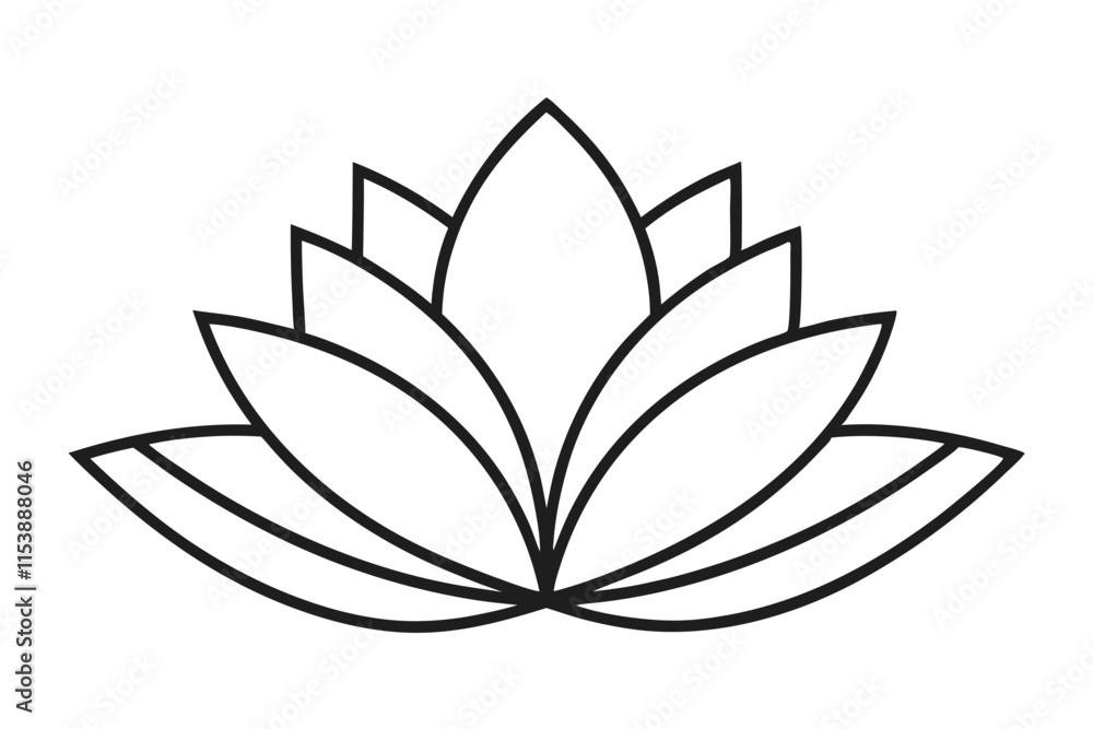 Aufkleber outlined minimal design of lotus flower with petals shaped l with intricate and meaningful elements 
