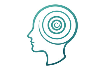 Outlined minimal design of human head silhouette with words with intricate and meaningful elements for creative use