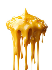 Delicious Cheese Melting yellow juice liquid dropping element on transparent background