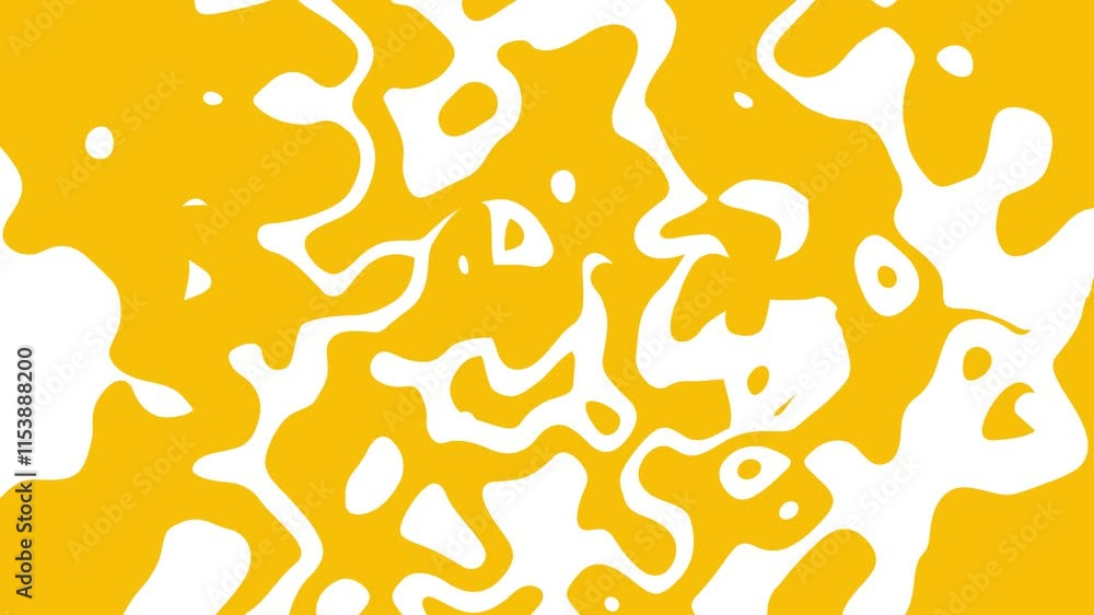 Poster abstract morphing yellow shapes animation on white background in seamless colorful loop.