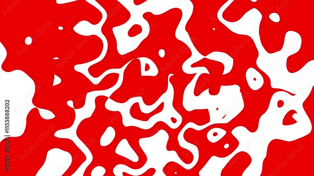 Poster abstract morphing red shapes animation on white background in a seamless colorful loop.