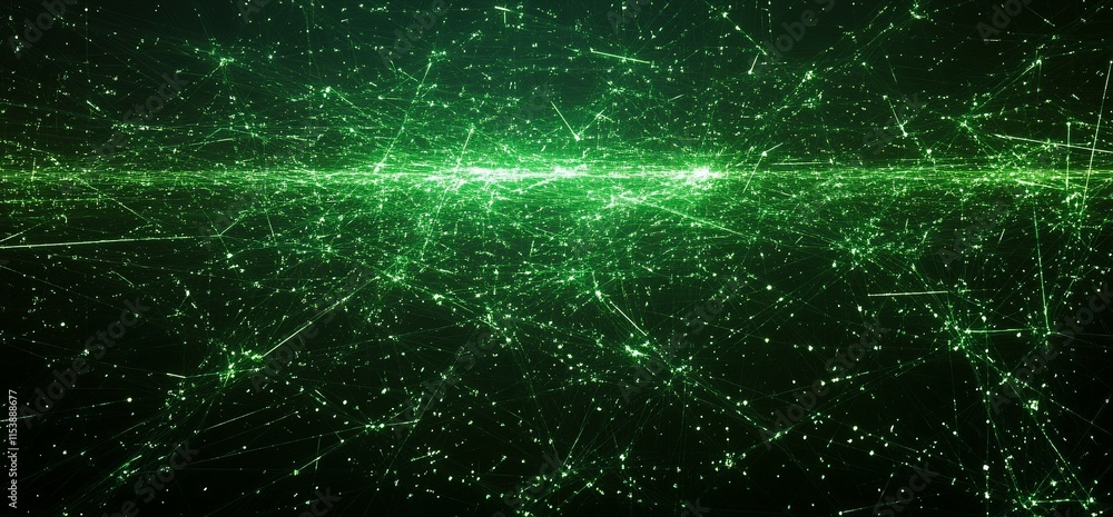 Aufkleber abstract digital representation of interconnected data points in green hues.
