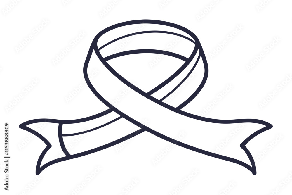 Poster outlined minimal design of flowing ribbon imprinted with tex with intricate and meaningful elements 