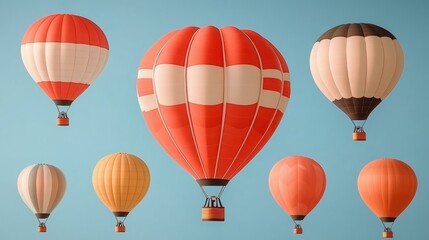 Colorful hot air balloons Colorful balloons soaring above landscape
