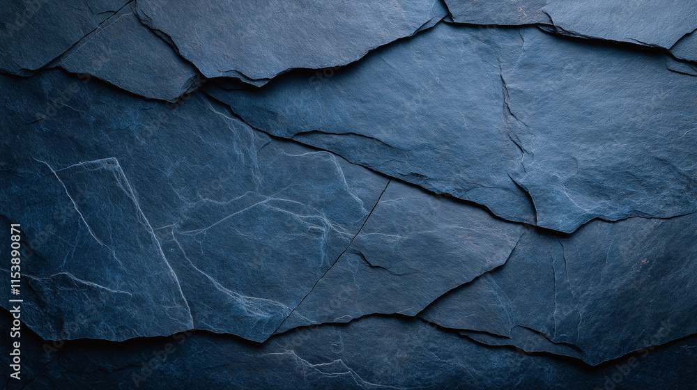 Aufkleber dark blue rock texture background with layered slate appearance, showcasing natural patterns and var