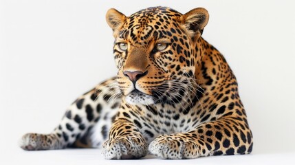 Obraz premium A close-up of a leopard resting, showcasing its striking fur pattern and intense gaze.